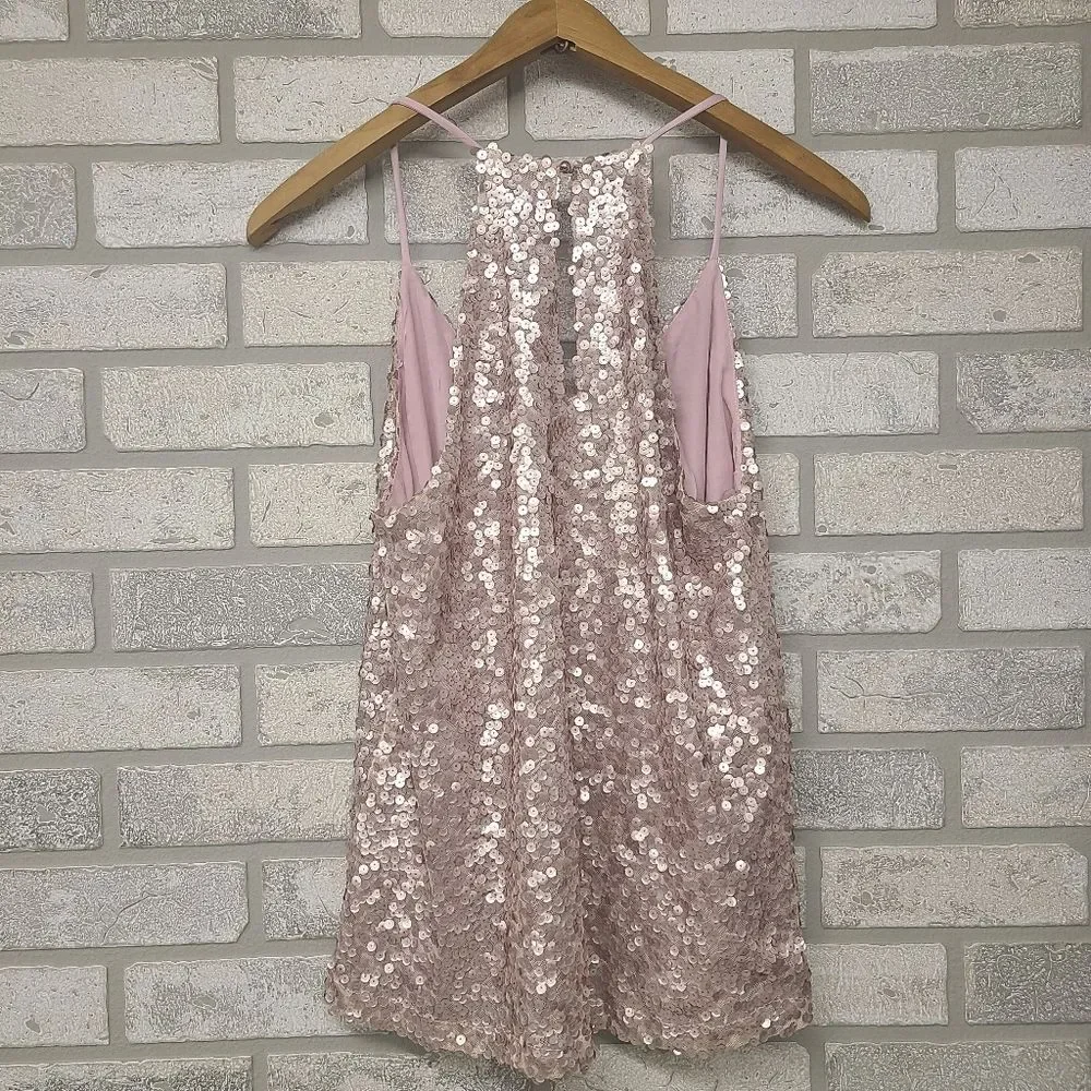 NSR Metallic Pink Sequin Racerback Tank Top Size Small - Picture 4 of 7